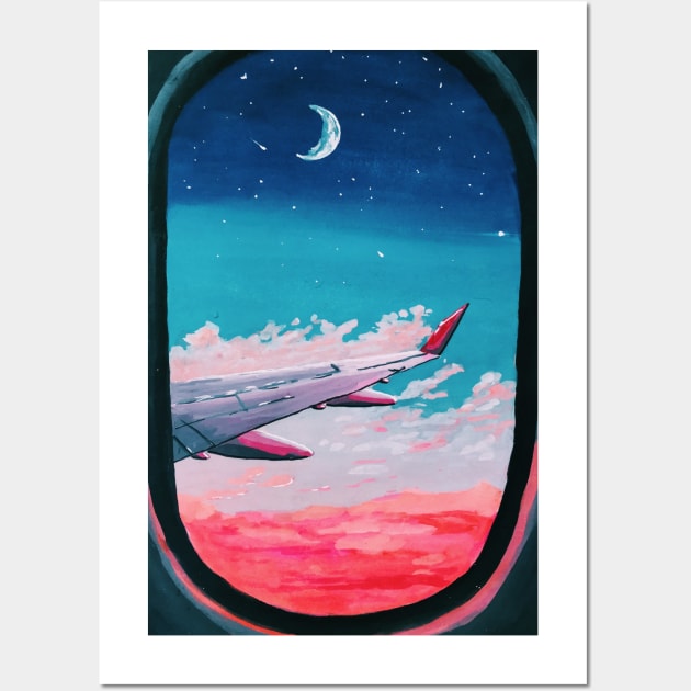 Fiery Airplane Window Wall Art by emmawtj